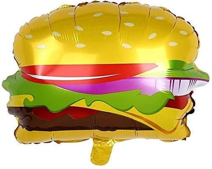 F C Fancy Creation Birthday Burger Shape Foil Balloon for Food Theme Decoration | 18 Inches | Pack of 2