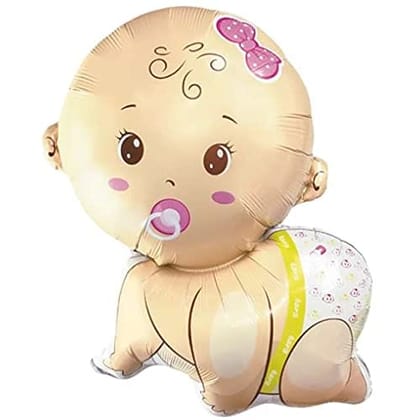F C Fancy Creation Baby Girl Crawling Shape Foil Balloon for Baby Shower Decoration | 18 Inches | Pack of 1