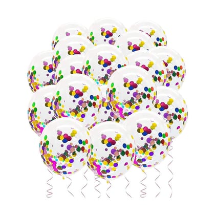 F C Fancy Creation Confetti Balloon for Birthday Theme Black Anniversary Celebration Wedding Party Decor Balloons (Multi)(Pack of 20)