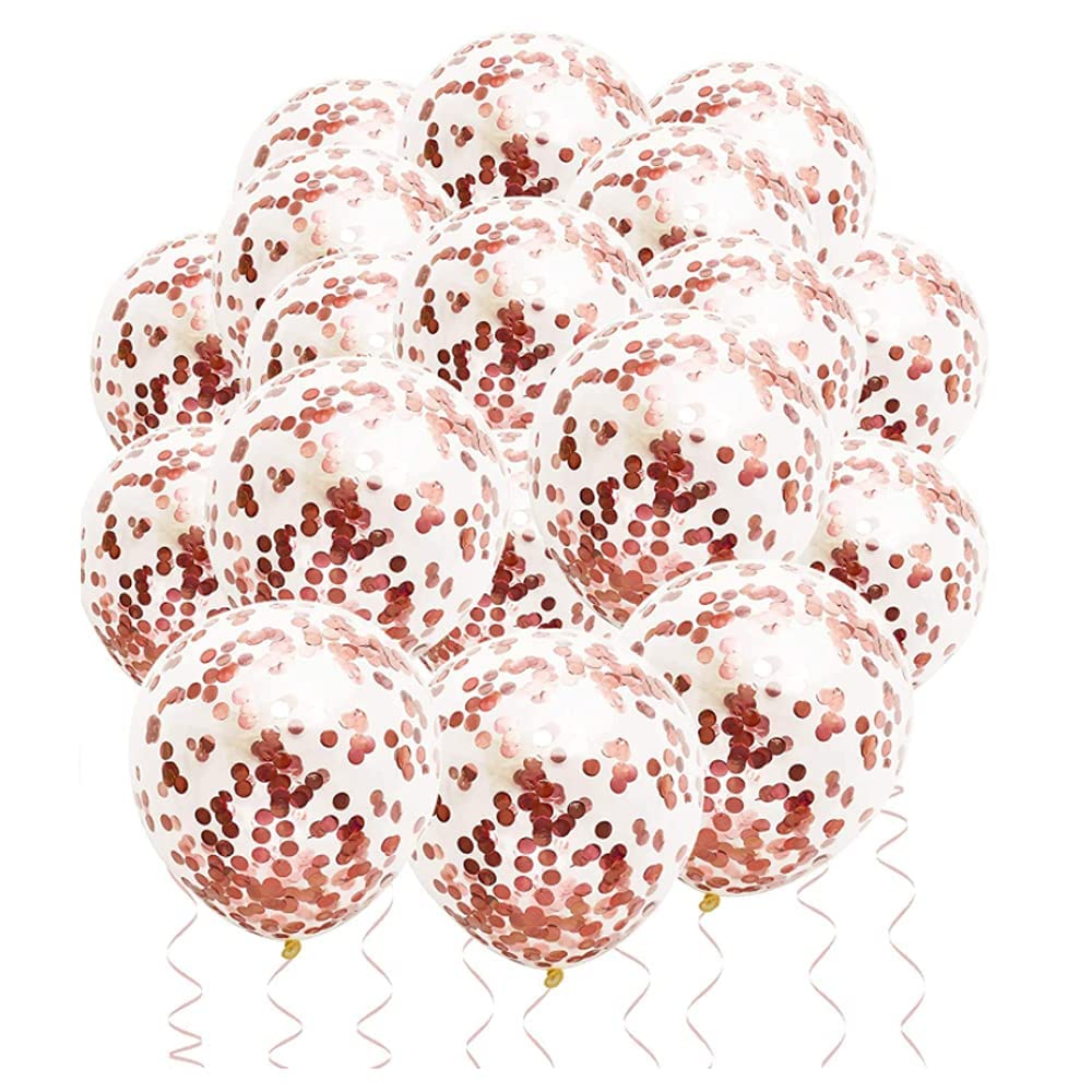 F C Fancy Creation Confetti Balloon for Birthday Theme Black Anniversary Celebration Wedding Party Decor Balloons (Rose Gold)(Pack of 20)