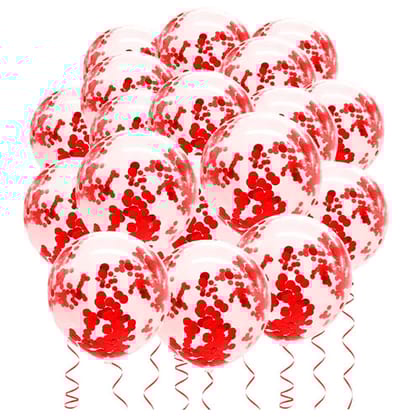 F C Fancy Creation Confetti Balloon for Birthday Theme Black Anniversary Celebration Wedding Party Decor Balloons (Red)(Pack of 20)