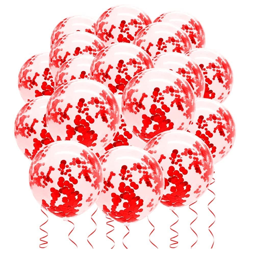 F C Fancy Creation Confetti Balloon for Birthday Theme Black Anniversary Celebration Wedding Party Decor Balloons (Red)(Pack of 20)