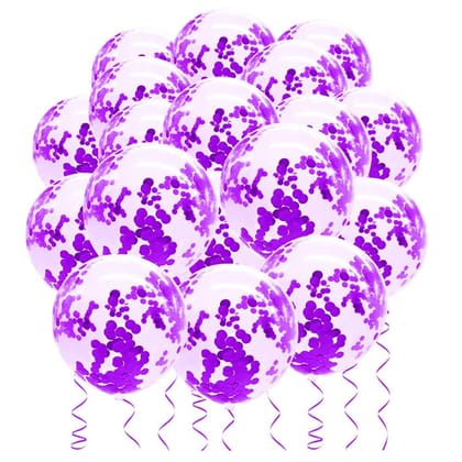 F C Fancy Creation Confetti Balloon for Birthday Theme Black Anniversary Celebration Wedding Party Decor Balloons (Purple)(Pack of 20)