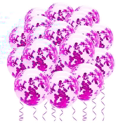 F C Fancy Creation Confetti Balloon for Birthday Theme Black Anniversary Celebration Wedding Party Decor Balloons (Pink)(Pack of 10 )
