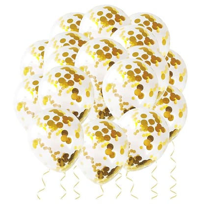 F C Fancy Creation Confetti Balloon for Birthday Theme Black Anniversary Celebration Wedding Party Decor Balloons (Gold)(Pack of 20)