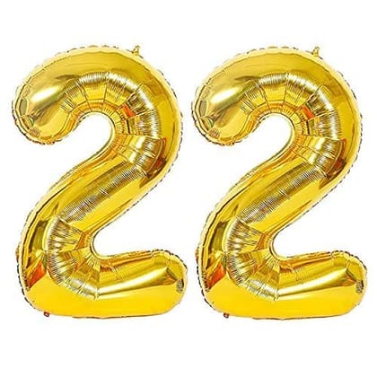 F C Fancy Creation Solid 22 Number Numeric Digit Gold Foil Balloon 16" Inch Party Decoration Supplies