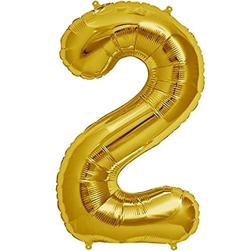 F C Fancy Creation Solid 2 Number Numeric Digit Gold Foil Balloon 16" Inch Party Decoration Supplies
