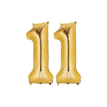 F C Fancy Creation Solid 11 Number Numeric Digit Gold Foil Balloon 16" Inch Party Decoration Supplies