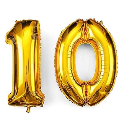 F C Fancy Creation Solid 10 Number Numeric Digit Gold Foil Balloon 16" Inch Party Decoration Supplies