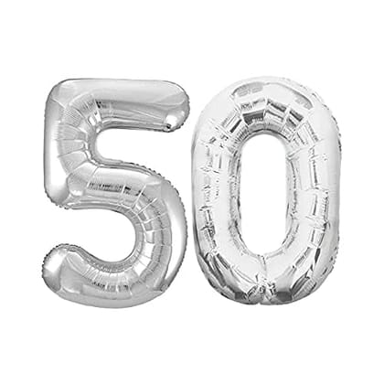 F C Fancy Creation Solid Numeric Digit Gold Foil Balloon 16" Inch Party Decoration Supplies (50 Number)