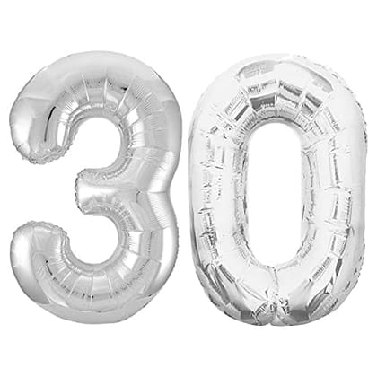 F C Fancy Creation Solid Numeric Digit Gold Foil Balloon 16" Inch Party Decoration Supplies (30 Number)