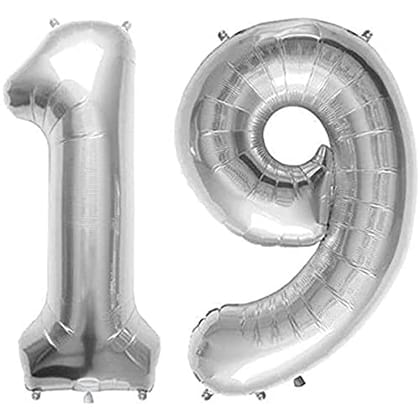 F C Fancy Creation Solid Numeric Digit Gold Foil Balloon 16" Inch Party Decoration Supplies (19 Number)
