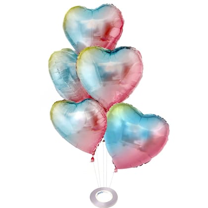 F C Fancy Creation 18 Inch Heart Shaped Balloons, Heart Shape Balloons for Decoration, Heart Balloons for Decoration, Heart foil Balloons, Valentine Balloons Decoration (Pack of 5)(Multi Color)