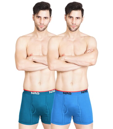 NRG Mens Cotton Assorted Colour Without Pocket Trunks ( Pack of 2 Turquoise - Light Blue ) G11