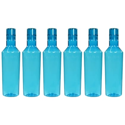 PEARLPET Nile BPA-free Plastic Water Bottle Set of 6 Pcs, Each 1000ml, Blue