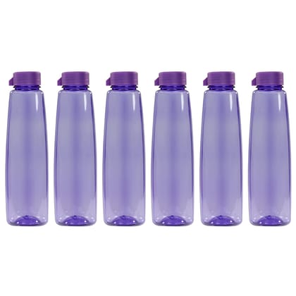 PEARLPET Kohinoor BPA-free Plastic Water Bottle Set of 6 Pcs, Each 1000ml, Purple