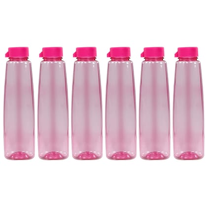 PEARLPET Kohinoor BPA-free Plastic Water Bottle Set of 6 Pcs, Each 1000ml, Pink