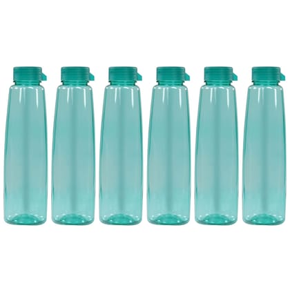 PEARLPET Kohinoor BPA-free Plastic Water Bottle Set of 6 Pcs, Each 1000ml, Green