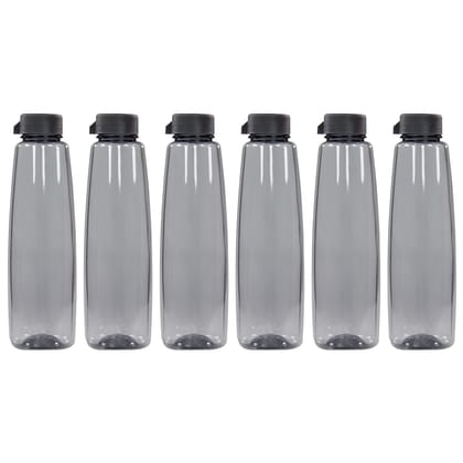 PEARLPET Kohinoor BPA-free Plastic Water Bottle Set of 6 Pcs, Each 1000ml, Grey
