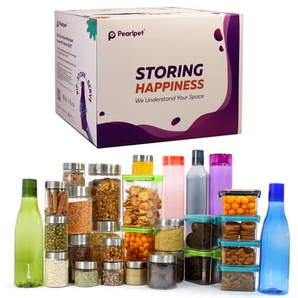 PEARLPET Box of Happiness with 10 Different Set of Kitchen Storage Container, 5 Bottles & 1 Surprise Gift
