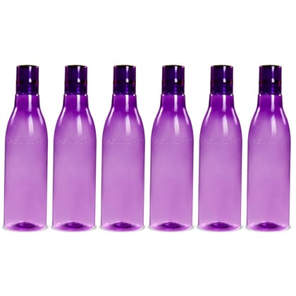 PEARLPET Delight BPA-free Plastic Water Bottle Set of 6 Pcs, Each 1000ml, Pink
