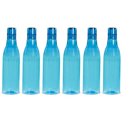 PEARLPET Delight BPA-free Plastic Water Bottle Set of 6 Pcs, Each 1000ml, Blue
