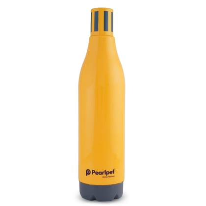 PEARLPET Unbreakable Freezer Safe PU Insulated Cold Water Bottle, 1100ml, Yellow
