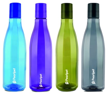 PEARLPET Azzure - BPA-free Plastic Water Bottle Set of 4 Pcs, Each 1000ml, Assorted Multicolor