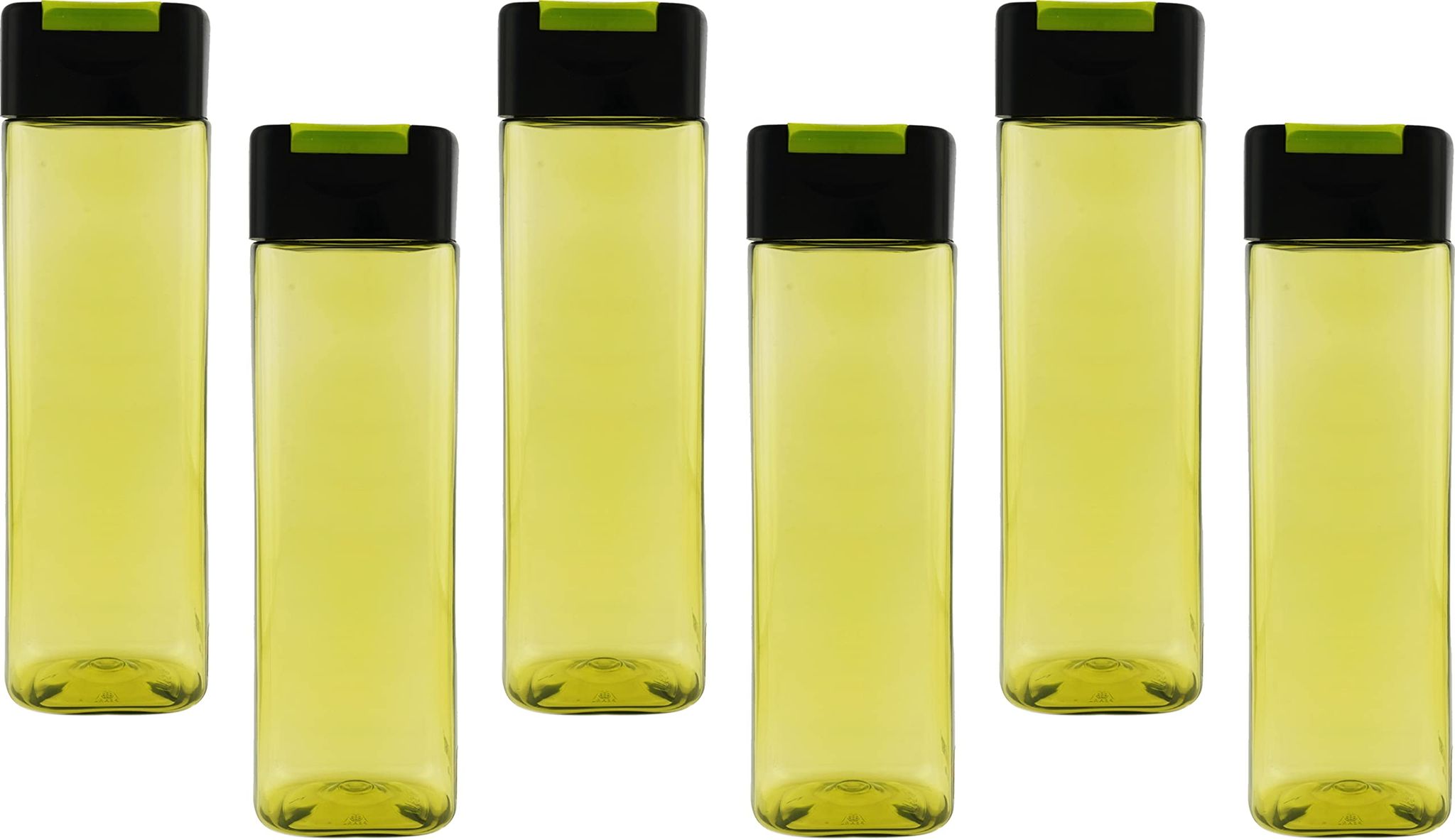 PEARLPET Zing Fridge Water Bottle, 1 Litre, Pack Of 6, Olive Green
