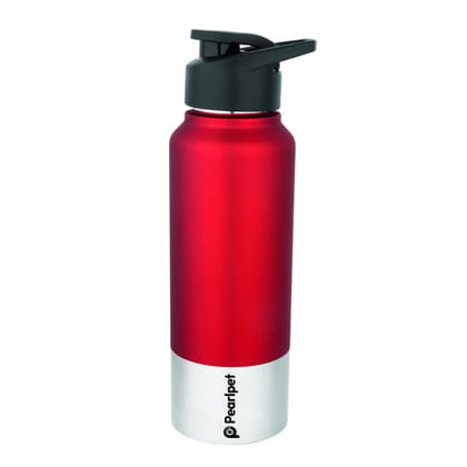 PEARLPET PROCASA Sportskool Round Stainless Steel Single Wall Water Bottle 1pc, 750ml, Red Colour