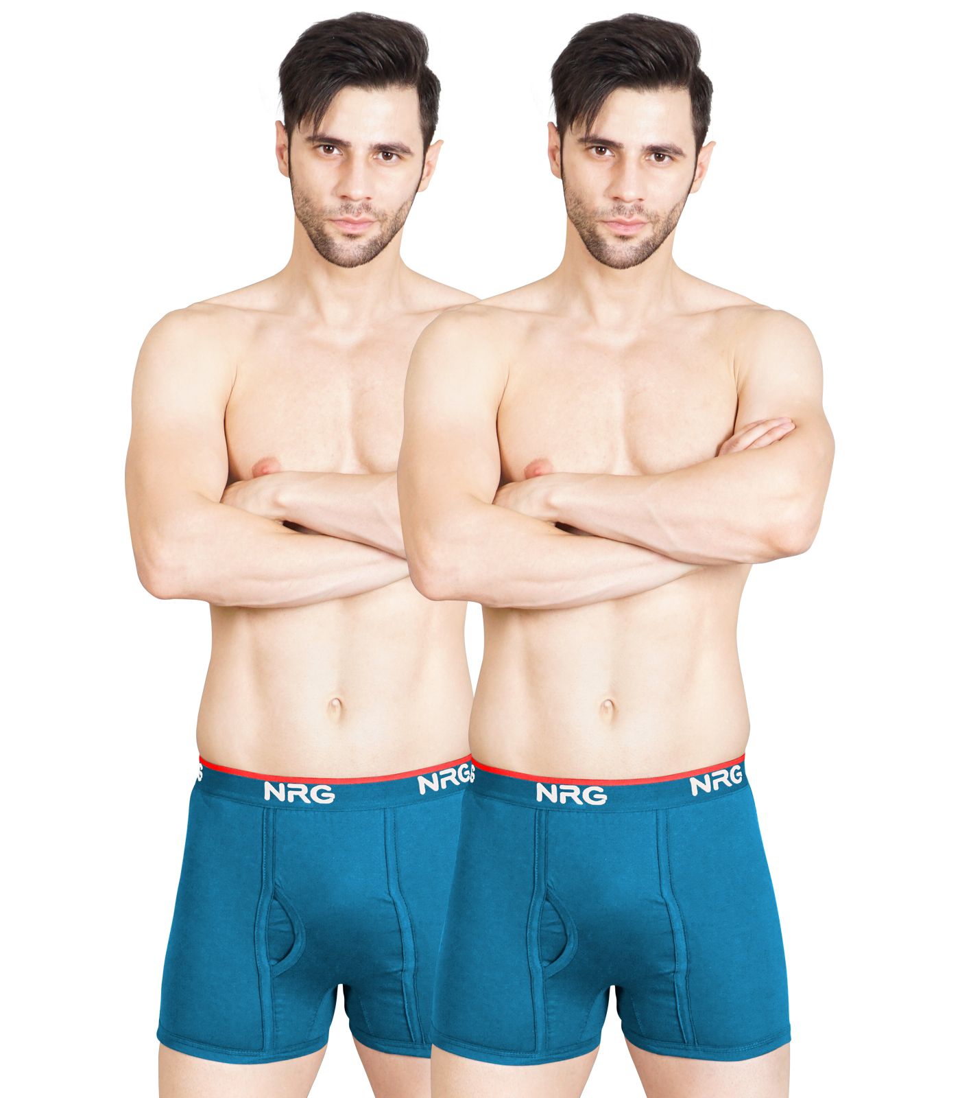NRG Mens Cotton Assorted Colour Without Pocket Trunks ( Pack of 2 Turquoise - Turquoise ) G11