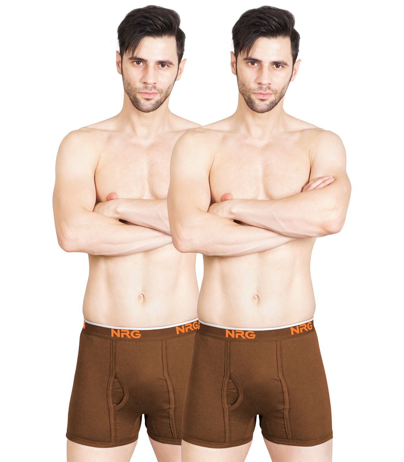 NRG Mens Cotton Assorted Colour Without Pocket Trunks ( Pack of 2 Light Brown - Light Brown ) G11