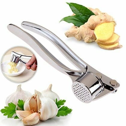 Gold Opera Garlic Crusher Presser Garlic Press Multi-Function Manual Portable Garlic Crusher Ginger Mincer Garlic Presser Curved Garlic Grinding Slicer (Silver) (Garlic Press) (Made in India)