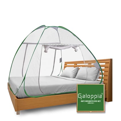 Galoppia Foldable Mosquito Net for Double Bed Strong 30GSM , High Durability, Foldable, Corrosion Resistant, Lightweight (King Size (6ft to 6.9ft ) x (6ft to 6.9ft) (Green)