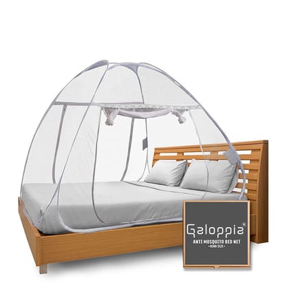 Galoppia Foldable Mosquito Net for Double Bed Strong 30GSM , High Durability, Foldable, Corrosion Resistant, Lightweight (King Size (6ft to 6.9ft ) x (6ft to 6.9ft) (White)
