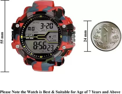 RED FISH  RDF-00027 Digital Watch - For Men Red Color Army Trending Round Dial Silicon Strap Digital Watch