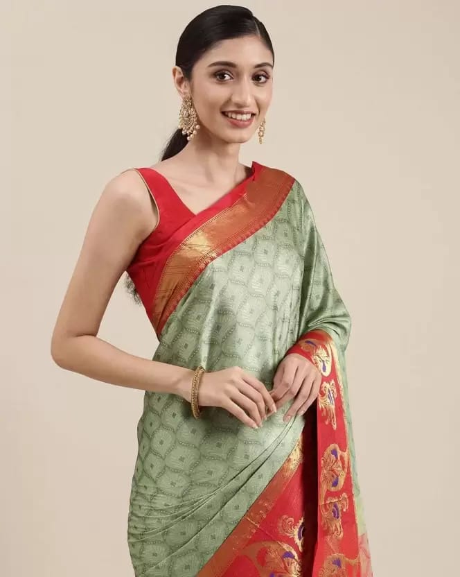VRUNDA FASHION CLUB  Woven Bollywood Jacquard Saree with blouse  (Multicolor)