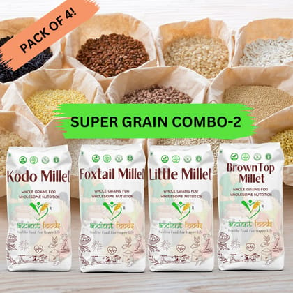 Super Grain Combo-2 (Little Millet, Foxtail Millet, Kodo Millet, Browntop Millet) - Nutrient Powerhouse, High Protein & 100% more Fibre than Rice