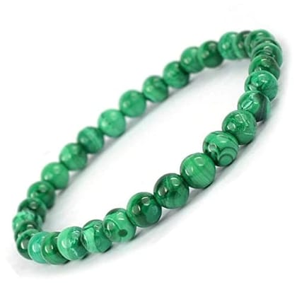 Ekdant Malachite Bracelet Natural Crystal Healing Bracelet Gemstone Jewellery Beaded Stone Bracelet for Men & Women, Bead Size 6 mm