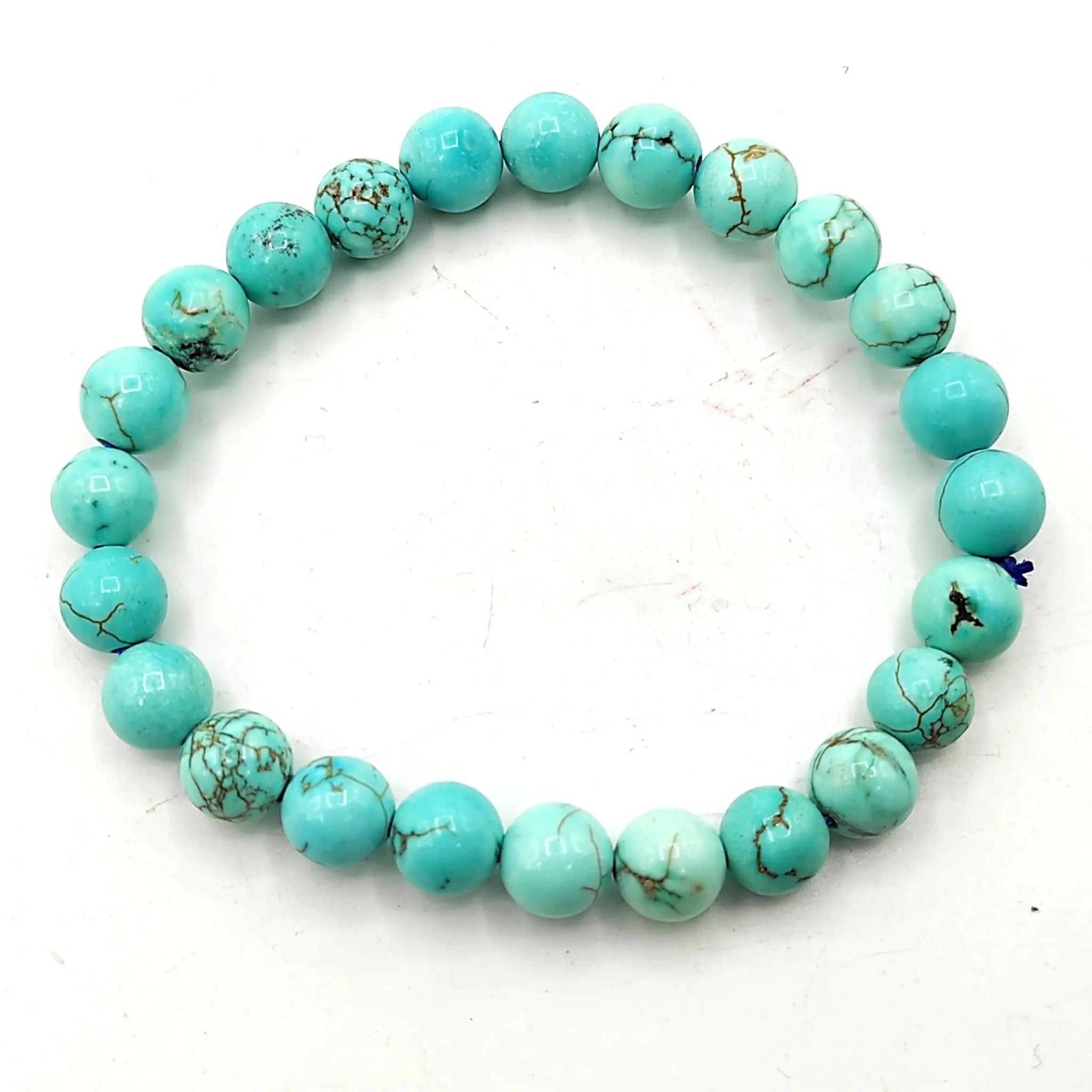Ekdant Turquoise / Firoza Bracelet Natural Crystal Healing Bracelet Gemstone Jewellery Beaded Stone Bracelet for Men & Women, Bead Size 6 mm