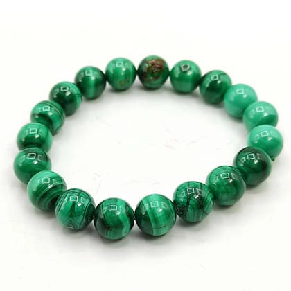 Ekdant Malachite Bracelet Natural Crystal Healing Bracelet Gemstone Jewellery Beaded Stone Bracelet for Men & Women, Bead Size 10 mm