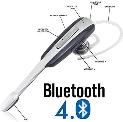 Ekdant HM1000 Mono Bluetooth 4.1 Wireless Headset with Microphone for All Android & iOS Devices