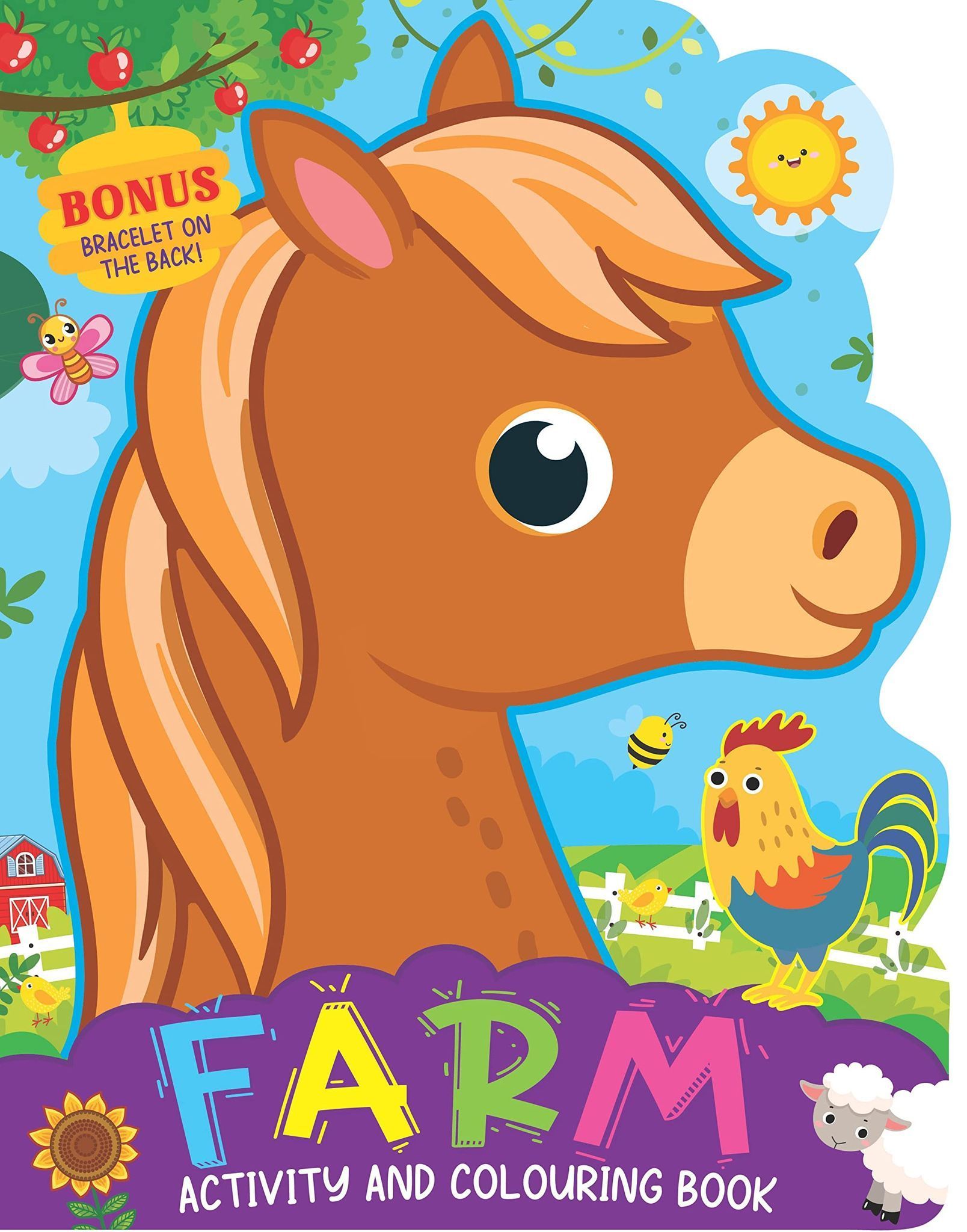 Farm Activity and Colouring Book- Die Cut Animal Shaped Book for Kids Age 3-8 Years Dreamland Publications