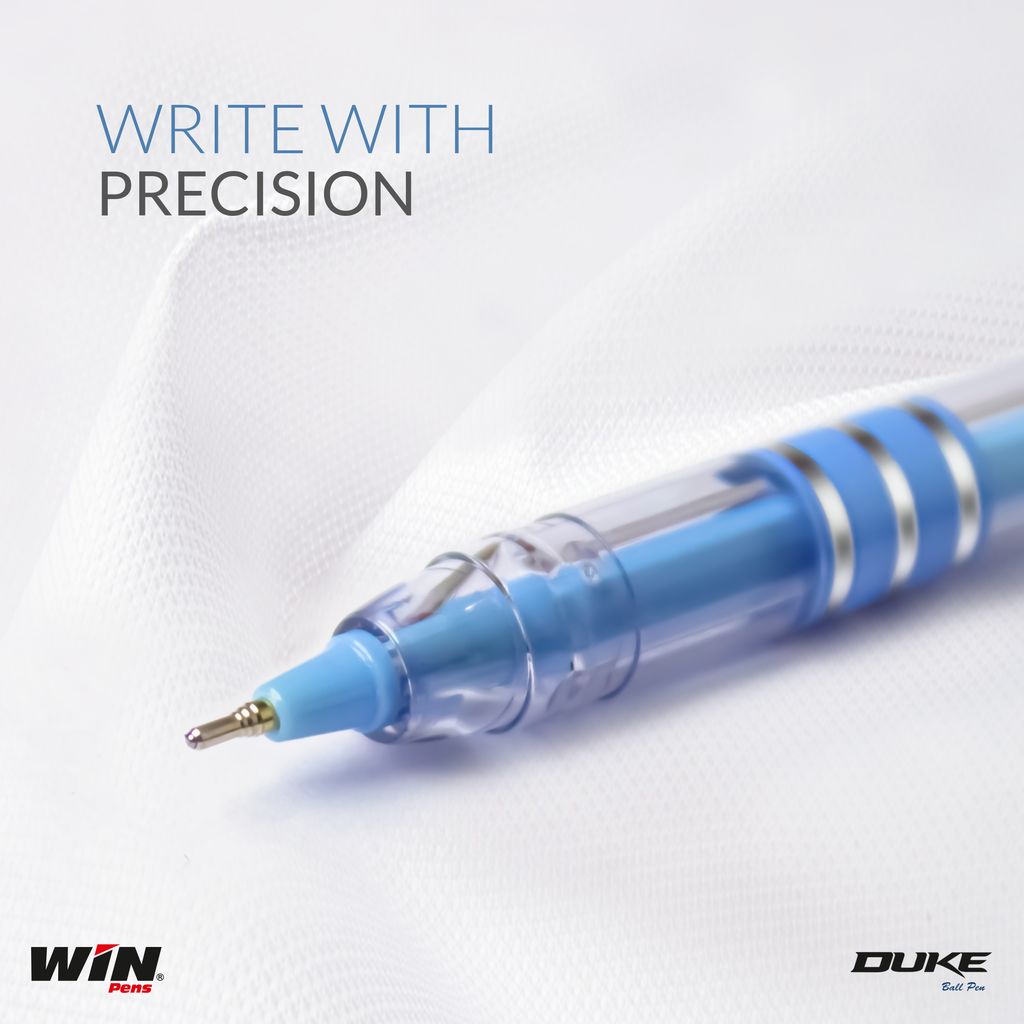 Win Duke Ball Pens | 60 Blue Pens | Assorted Body in 5 Pastel Shades | Lightweight & Colourful Body | 0.7mm Tip | Smooth Writing | School, Office & Business | Pens for Students