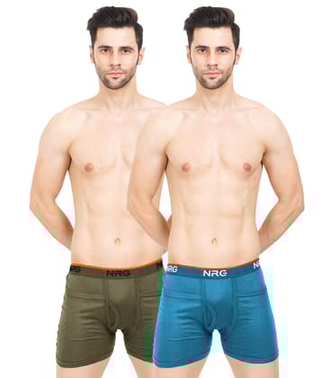 NRG Mens Cotton Assorted Colour Rib Pocket Trunks ( Pack of 2 Light Green - Turquoise ) G14
