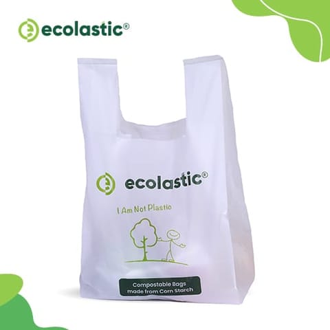 100% Compostable U-Cut Carry Bags (White) 16 x 20 inches 30