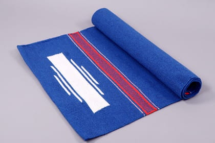 Roque Eco Friendly Handloom 100% Cotton Non Slip Mat for Yoga and Exercise (Royal Blue)