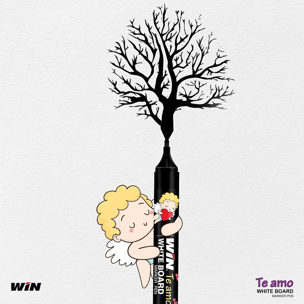 WIN Te Amo White Board Markers 4 Blue+4 Black with 2 blue Ink+2 black Ink | Easily Eraseable Ink | Refillable ink Markers | Ideal for School & Office Use | White Board Markers