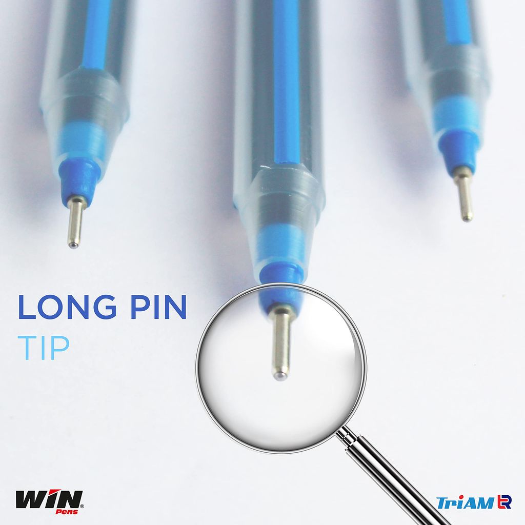 Win Triam TR Ball Pen | 0.7 mm Tip Size | Firm Grip For Comfortable Writing | Elegant, Lightweight Body Design | Use & Throw Ball Pen | For One Time Use | Blue Ink, Set Of 20 Ball Pen X Pack Of 2