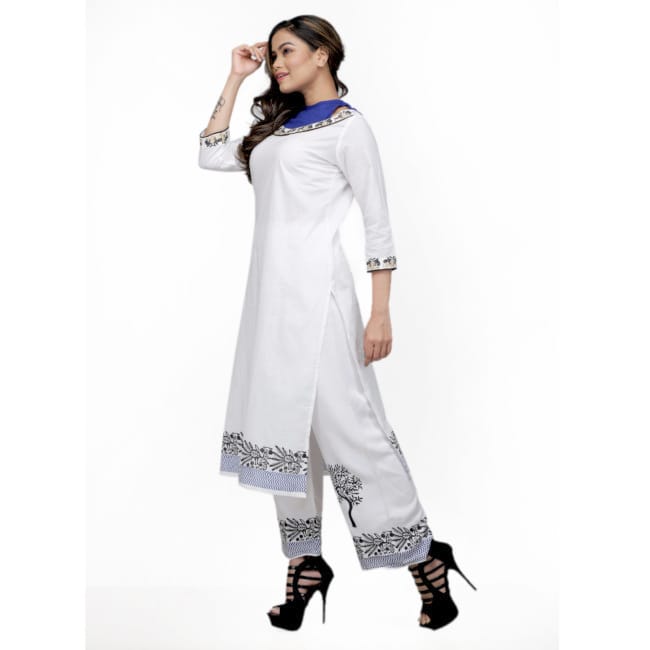 COTTON KURTI COVAR EMB BLOCK PRINTED BOTTOMS AND DUPATTA